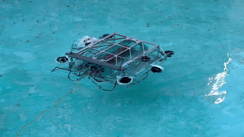 The Barracuda AUV during a June 23, 2026 wet test